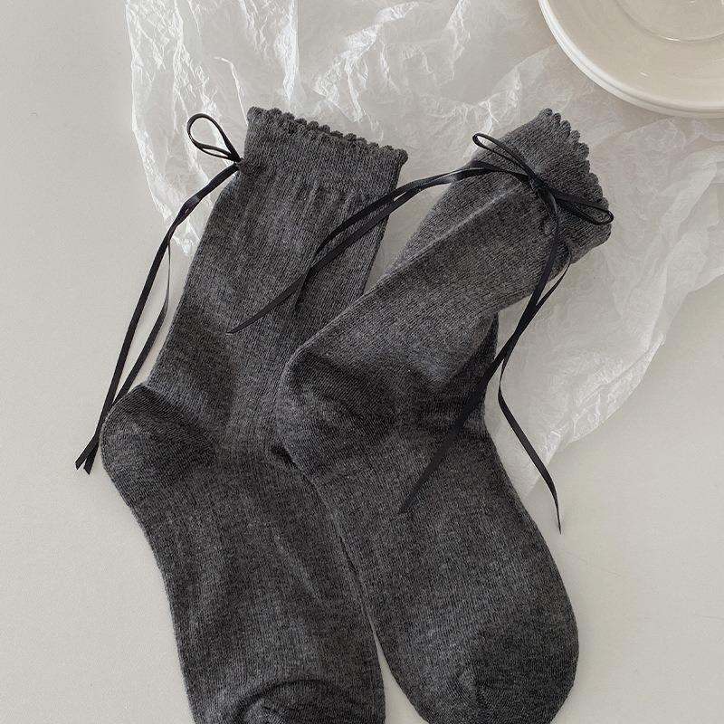 5 Pairs of Girls Sweet and Versatile Ballet Tube Bow Socks