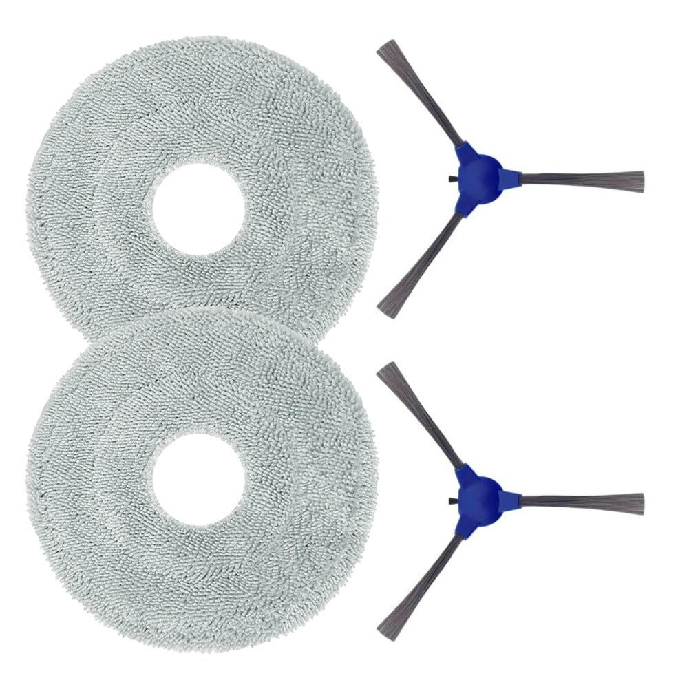 Mop Cloth And Side Brush Set For Cecotec For Conga M100 Spin AI Vacuum, Replacement Parts For Floor Cleaning, 2-Pack