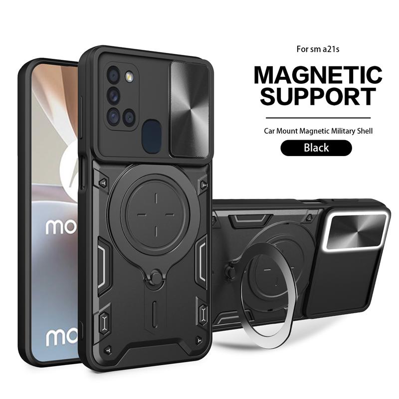 For Samsung A21S Case Magnet Holder Ring Armor Phone Case For Samsung Galaxy A21S A 21S A21 S Slide Camera Protect Back Cover