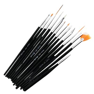 15Pcs/Set Nail Art Liner Brush Acrylic UV Gel Drawing Painting Pen Manicure Tool (Black)