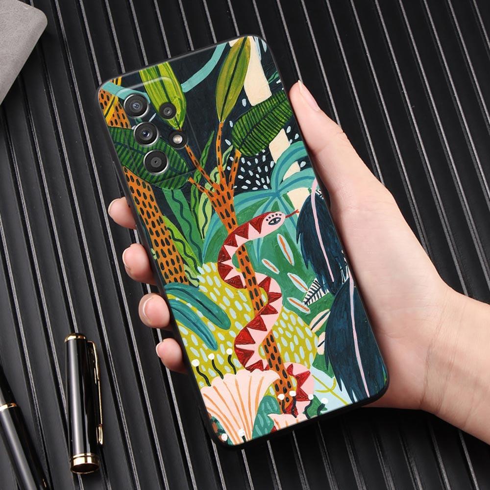 Jungle illustration Snake Cats Sloth Phone Case For Samsung Galaxy A57 A56 A37 A55 A36 A26 A54 A52 A35 A34 A25 A17 A16 A07 Cover
