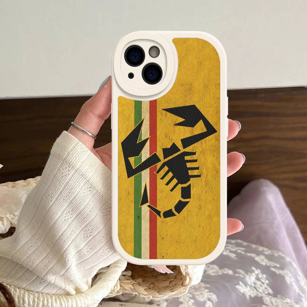 

ABARTH Italy Car Leather Phone Case For IPhone 16 15 14 13 12 11 Pro Max Plus Shockproof Cover iPhone 16pro max