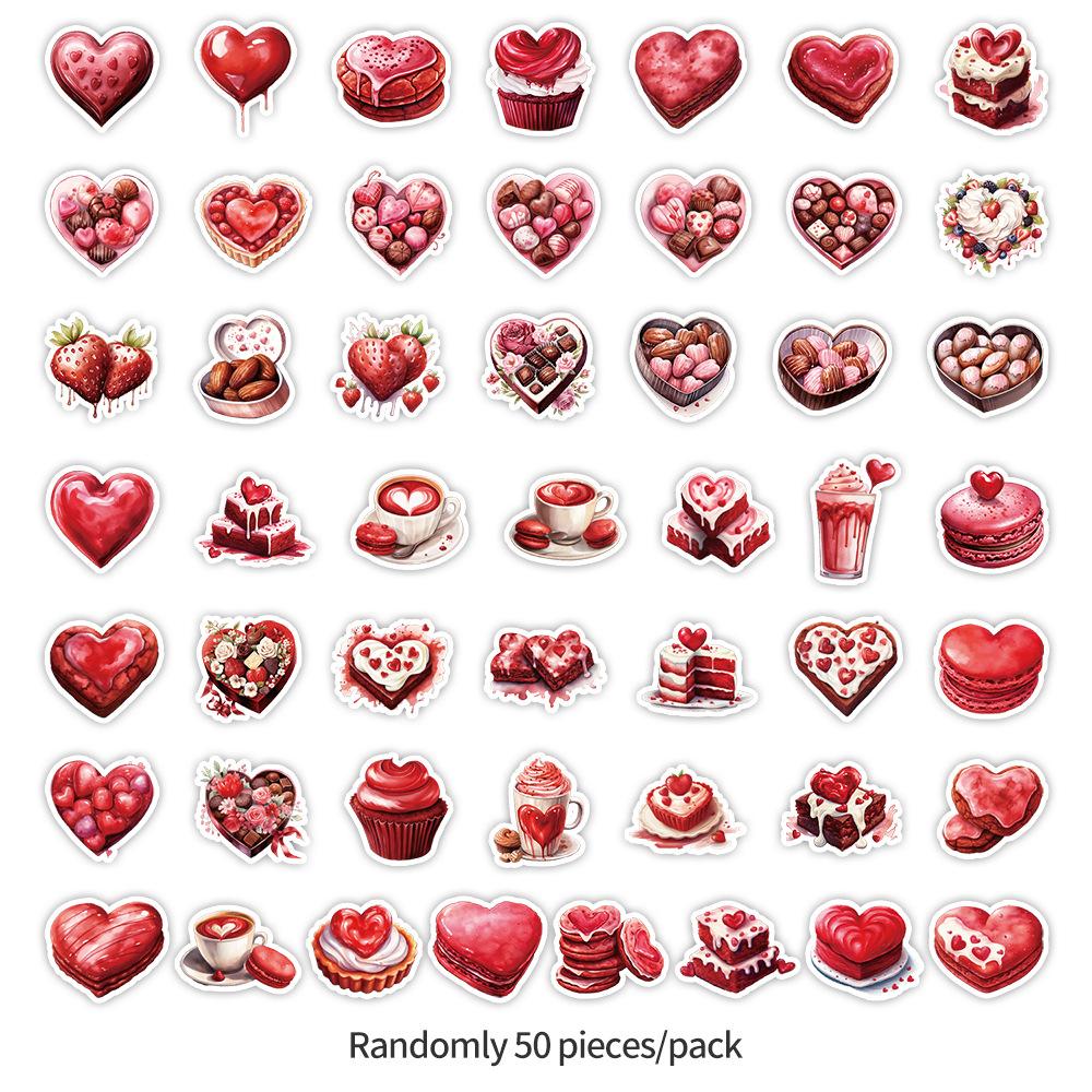 50 Valentine's Day Cake Graffiti Stickers Mobile Phone Pencil Box Luggage Decoration Stickers Waterproof Creative Children's Stickers