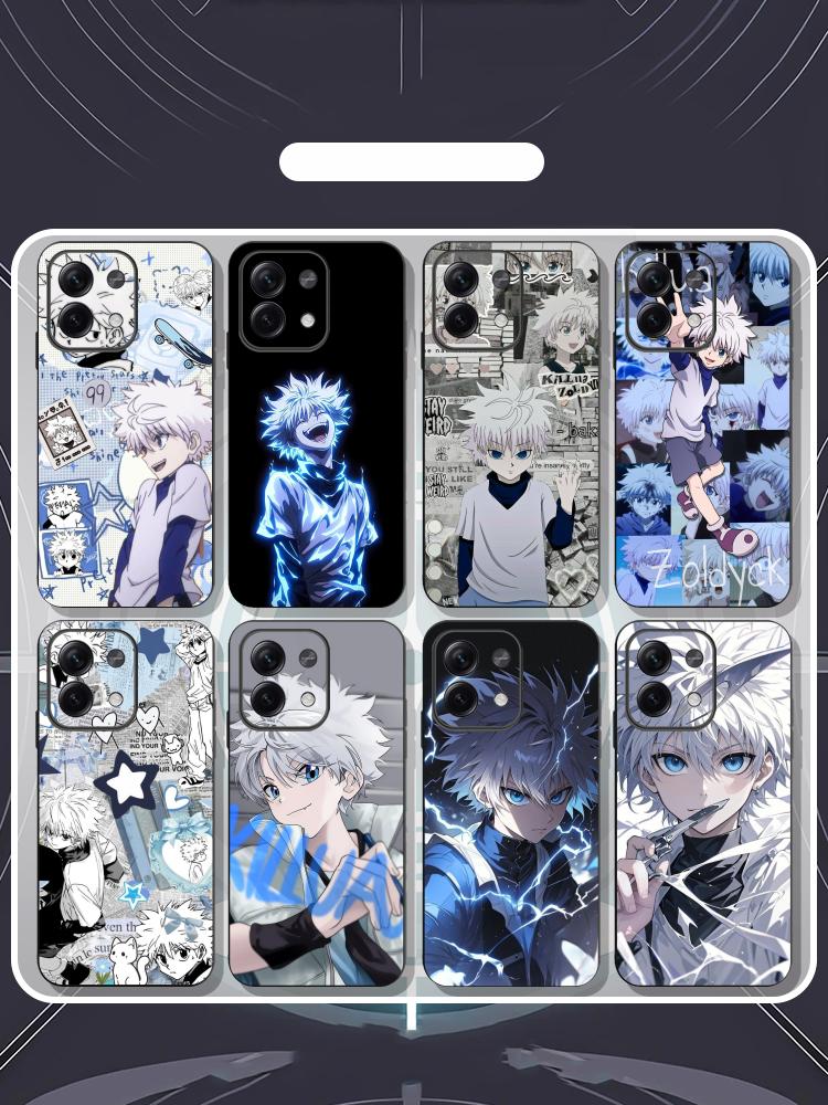 Killua Zoldyck Hunters X H Pattern Phone Case For Redmi Note 14 13 12 11 Pro Plus S 5G 14C A3 Soft Black Phone Cover