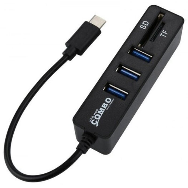 USB Cables Hubs & Adapters Type C To 3 Ports Usb 2.0 Hub Adapter Converter Sd Tf Card Reader Black