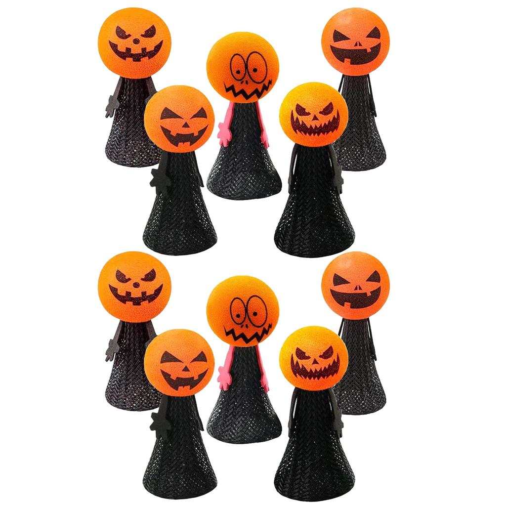 10pcs Funny Bouncing Jumping Pumpkins Doll Spring Birthday Party Decor for Kids Toy Finger Doll Halloween Toy Decoration