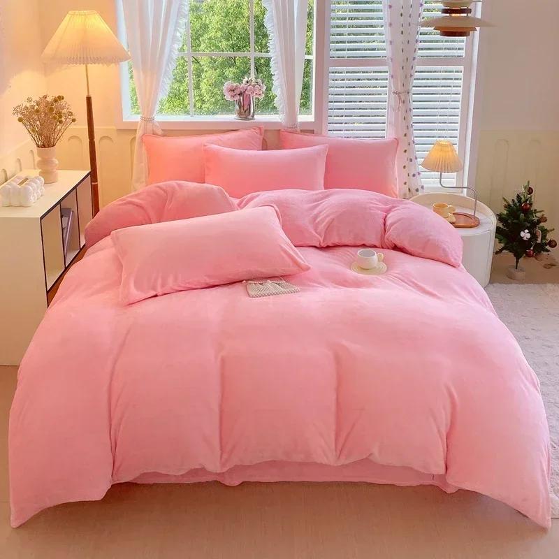 Nouvelle Housse de Couette Couleur Unie Haute Grammage Velours Laitier Article Unique Épaisse Chaude Polaire Grande Taille Literie Lit Double