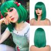 Professional  Short Straight Bob Wig for Women Synthetic Wigs Brown to Blonde Natural Fake Hair Heatresistant Wig Pink Wig With Bangs
