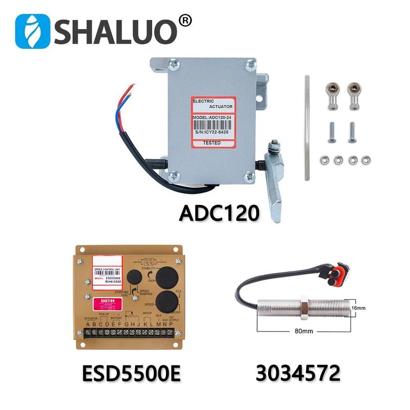 High Quality Actuator ADC120 Diesel Generator Engine Governor Kits 3034572 Pickup Speed Sensor ESD5500E Speed Controller 12V