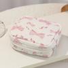 Cute Small Makeup Pouch Bow/Floral Quilted Cosmetic Organizer for Travel Daily Puffy Cotton Toiletry Pencil Purse with Zipper for Women Girls