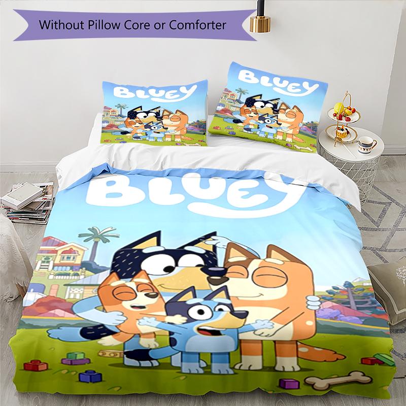 3pcs Bluey Bedding Set Duvet Cover Closure Includes 1 Duvet Cover & 2 Pillowcases, Soft and Comfortable for All Seasons.