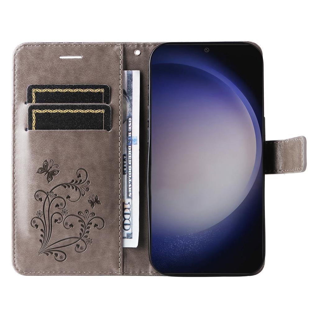 For Samsung Galaxy S25/S24 Wallet Case Floral Butterfly Imprinted Leather Phone Cover Stand