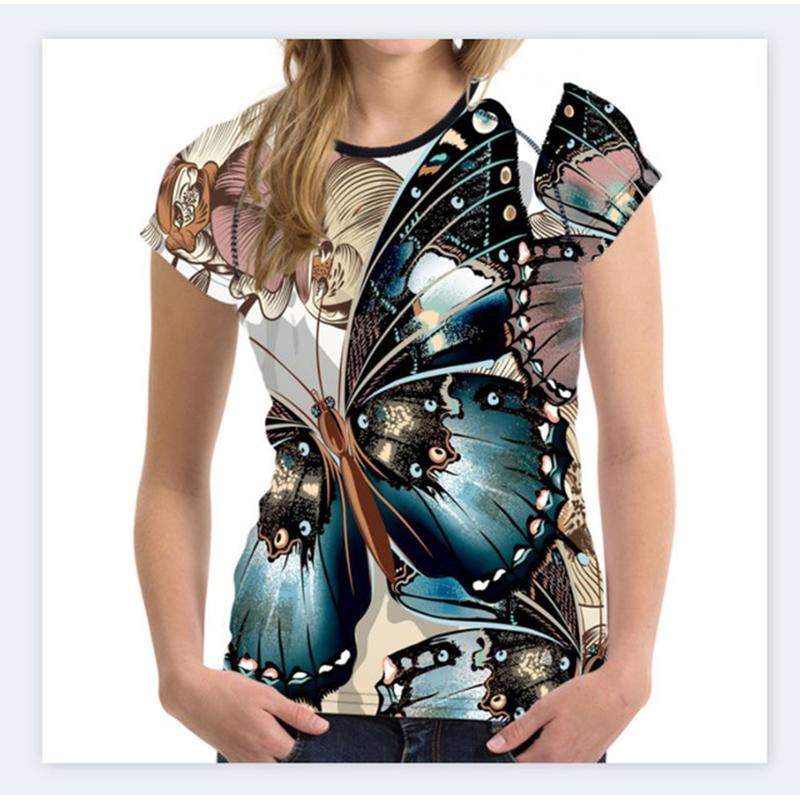 Summer T-Shirts Butterfly 3D Print Streetwear Women's Casual Fashion Oversized O-Neck T Shirt Female Girl Tops Tees Clothing