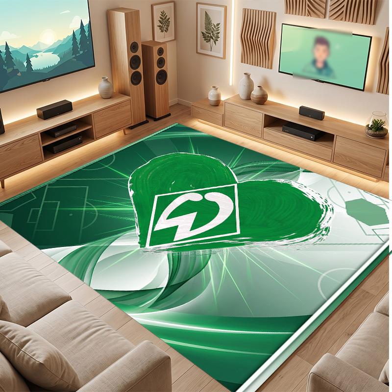 Tappeto in Velluto di Cristallo con Stampa Calcio Werder Bremen, Comodo Assorbente d'Acqua Antiscivolo Tappeto per Pavimenti Interni