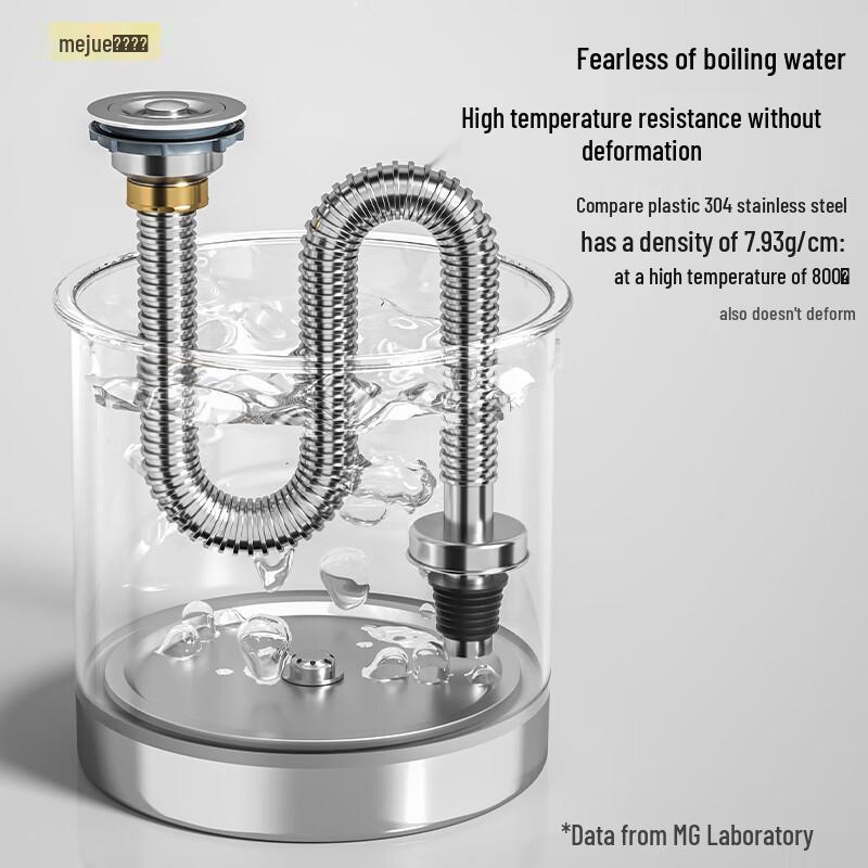 MEJUE 304 Stainless Steel Single Kitchen Sink Drain Kit