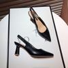 Spring Summer Cover Toe High Heel Women Sandals Concise Slip On Singbacks Pumps Female Elegant Party Dress Sandalias