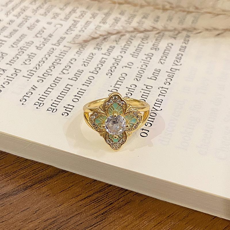 New Chinese Enamel Oil Pattern Ring Light Luxury High Sense Internet Celebrity Foreign Style Versatile Ring