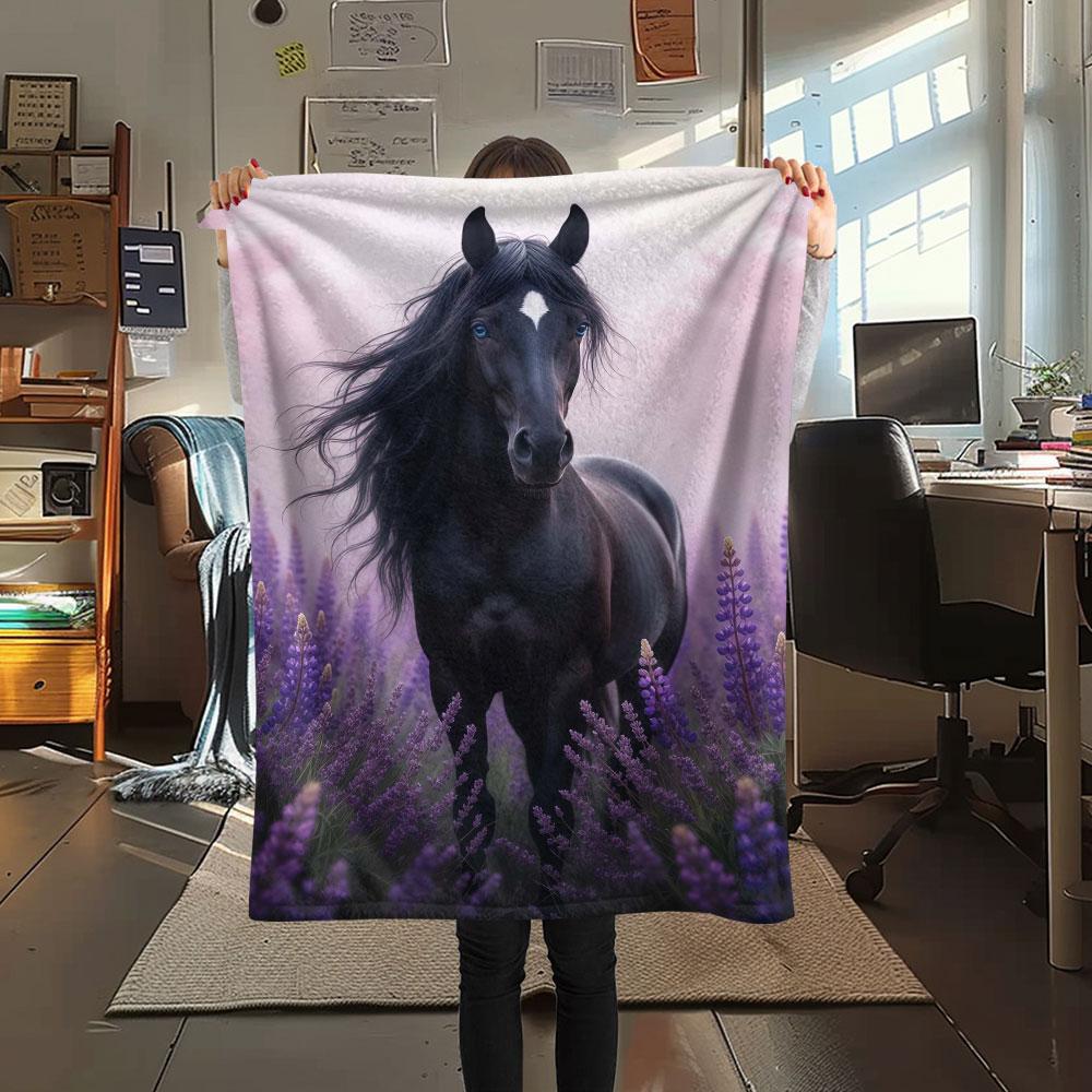 1Pc Lavenderanimals Print Flannel Blanket, High quality Comfortable for All Seasons, Home Decor, Warmth and Comfort, Perfect for Christmas Gifts