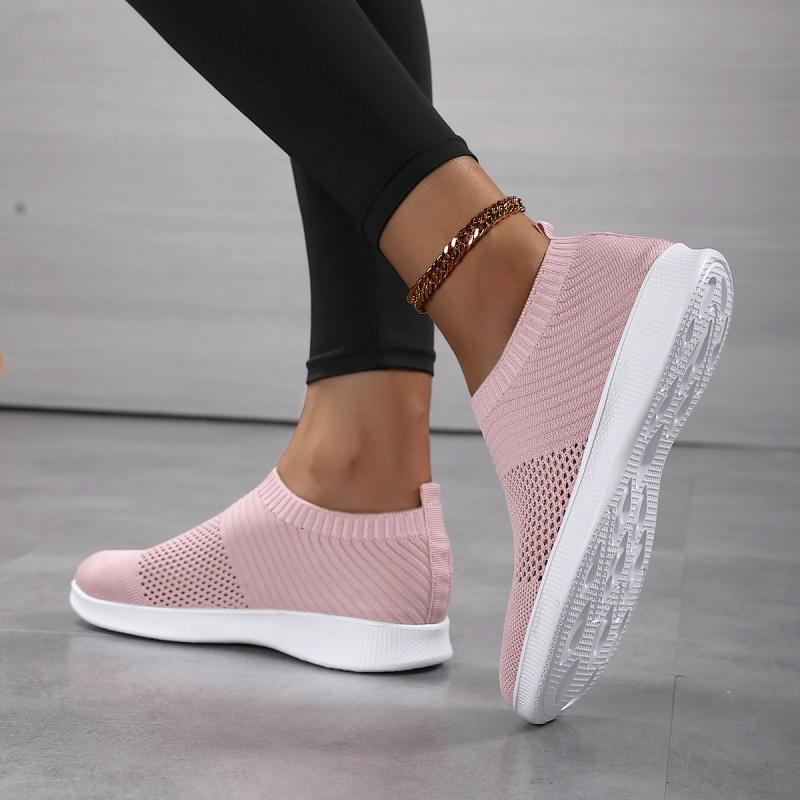 Ultra Light Women Casual Shoes Breathable Knitted Flats Light Elastic Walking Shoes Slip-on Loafers Soft Sole Driving Shoes