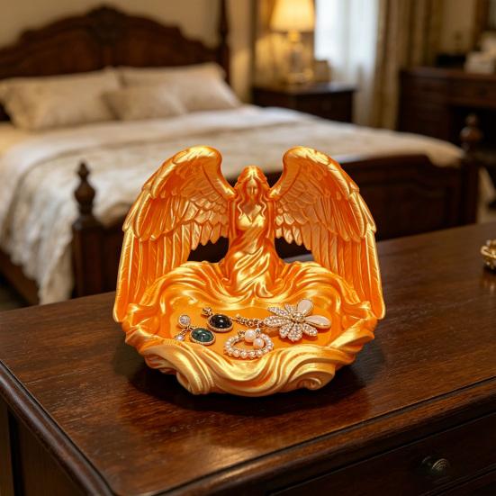 Jewelry Tray Angel Wings Decorative Storage Tray Multi-Purpose Perfume Storage Tray for Rings Earrings Bracelets Keys Crystal Balls