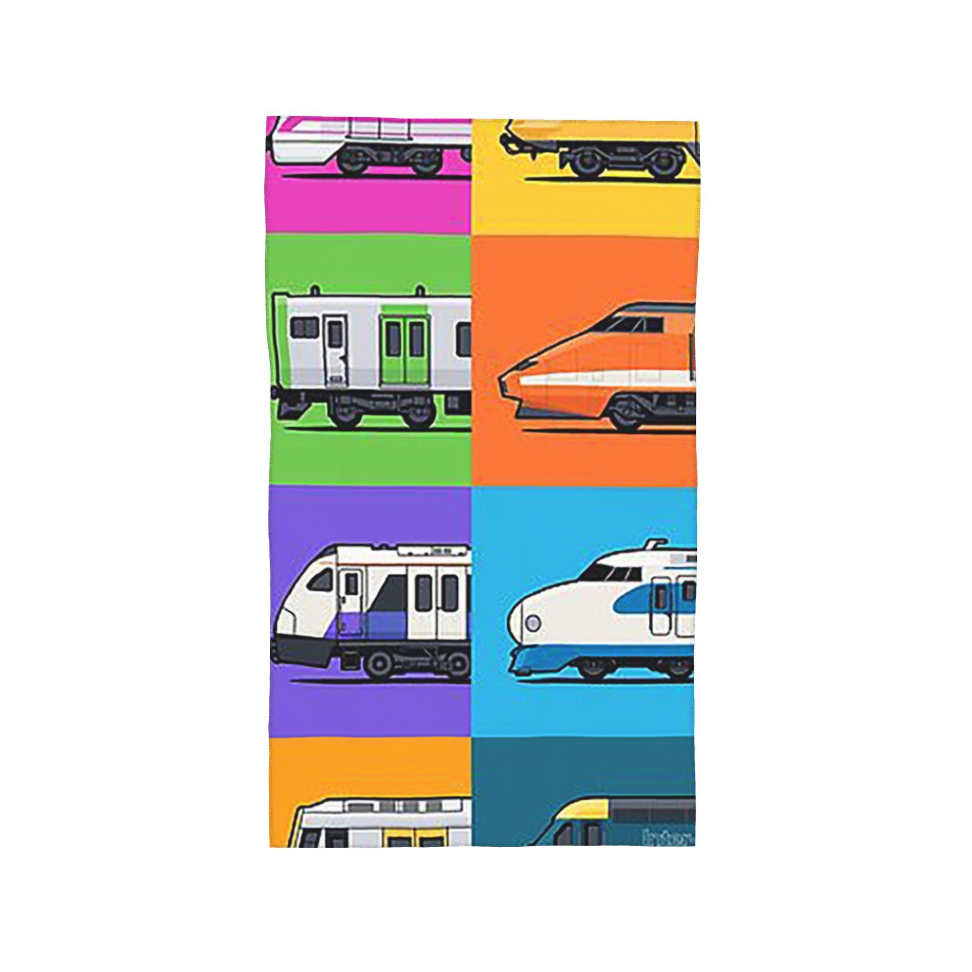 

World Trains Grid Pattern Soft Face Towel Quick Dry Pool Bath Cotton Towels Absorbent W30*H60(CM)