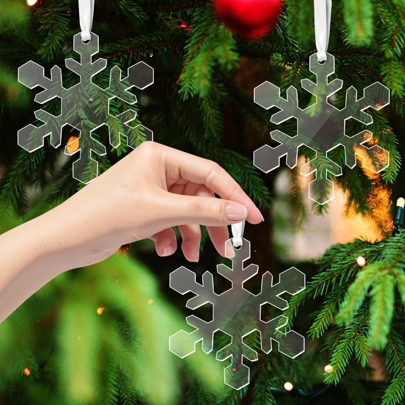 12pcs Transparent Acrylic Ornaments for Christmas - Unmarked DIY Craft Decorations Suitable for Engraving, Painting