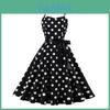 Vintage Polka Dot A Line Dress With 3d Pattern V Neck Sleeveless For Casual Wear