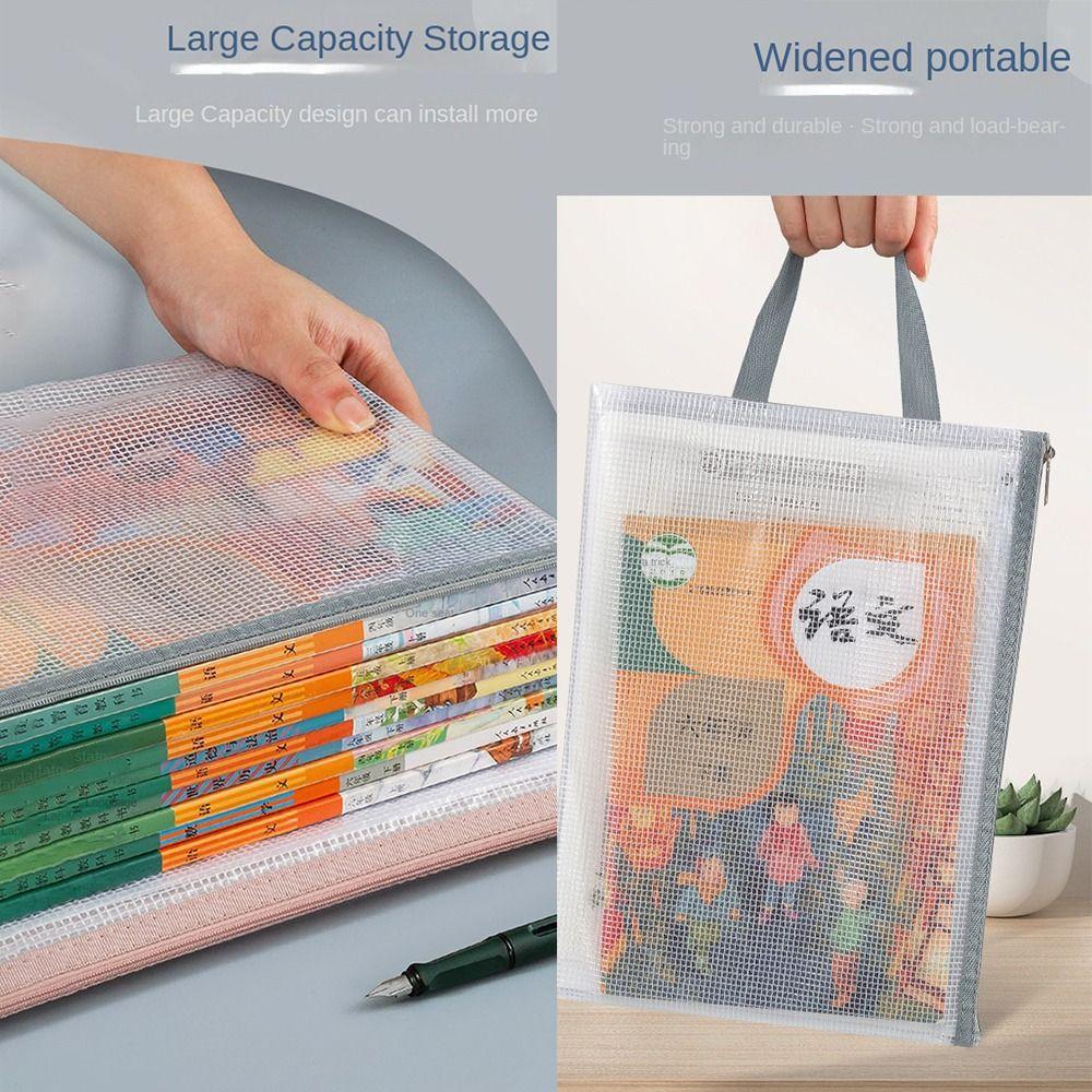 Mesh File Folders Zipper Document Bag New A4 Storage Bag Office