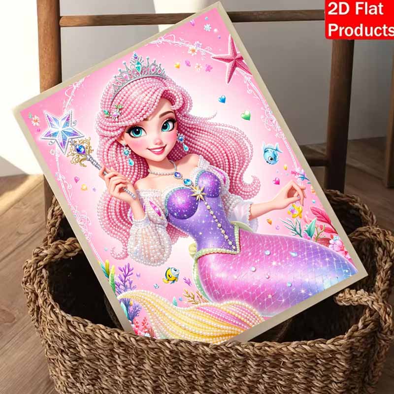 Disney Mermaid Pearl Painting Handmade Diy Pearl Art Painting Simple Living Room Hanging Painting Decoration