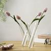 3/4 Transparent Striped Ribbed Glass Test Tube Vases for Floral Arrangements Plant Holder Container Home Office Decors