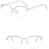 Women's Glasses Anti-Blue Light Fashion Personality Art Retro Cat Eye Metal Plain Glasses Driving Students' Street Shot Commuting Glasses