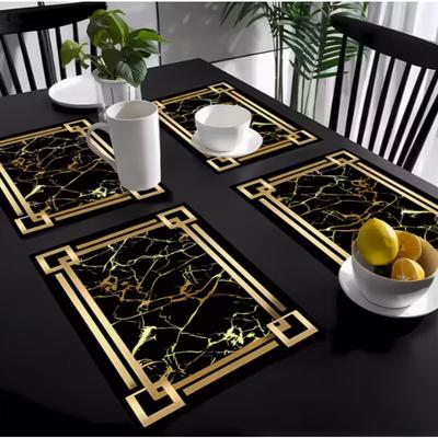 Black Gold Element Pattern Tableware Mat Cup Mat Table Mat Kitchen Dining Table Tableware Mat Suitable for Mat Home Decoration