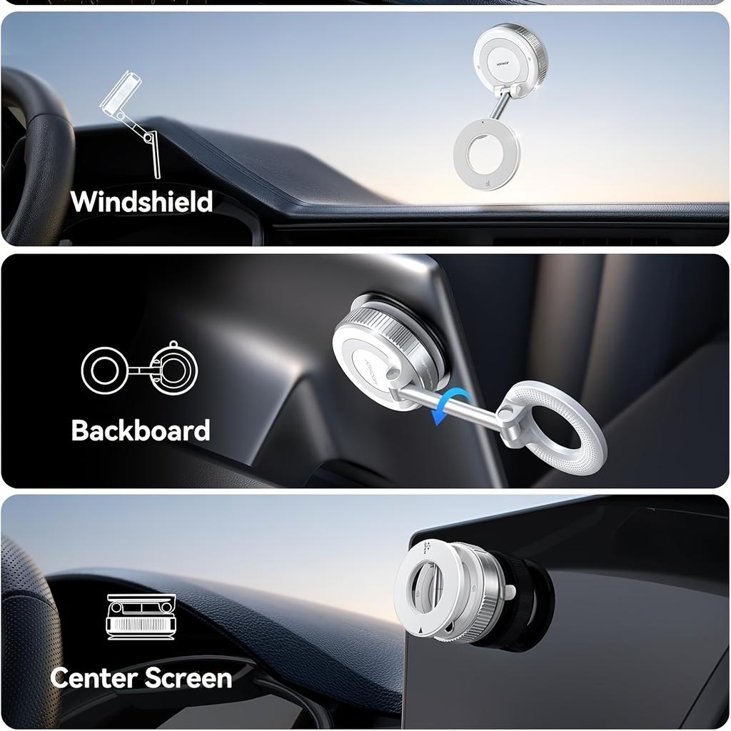 1 Vacuum Magnetic Car Phone Holder,360° Reinforced Super Suction Cup Compatible iPhone and Android Phone Holder