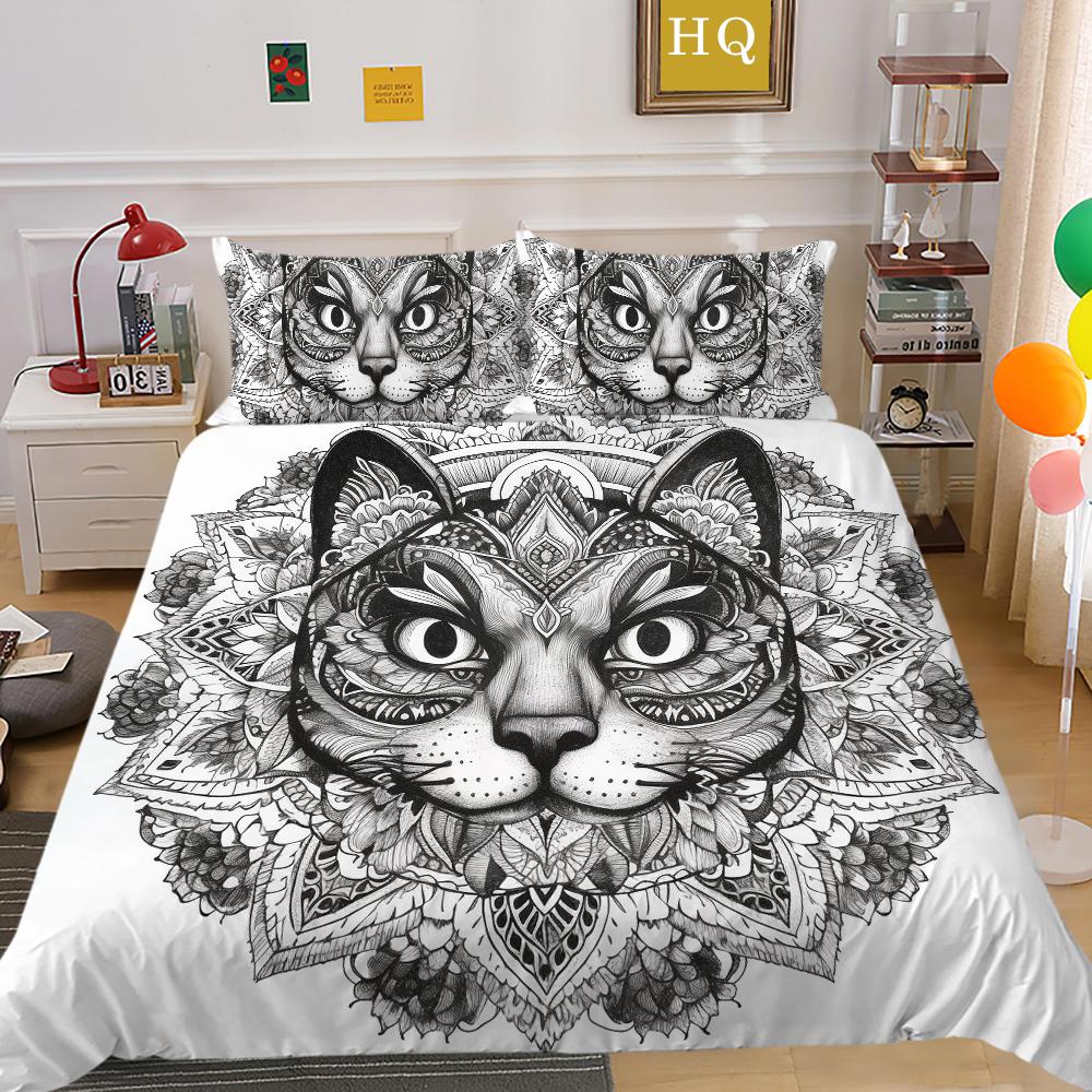 3D Datura Bedding Set Indian Style Duvet Cover 2/3pcs UK/US/AU/DE/UE Full Size Super Big Bed Room Washable Soft and Quick Drying Home Decoration