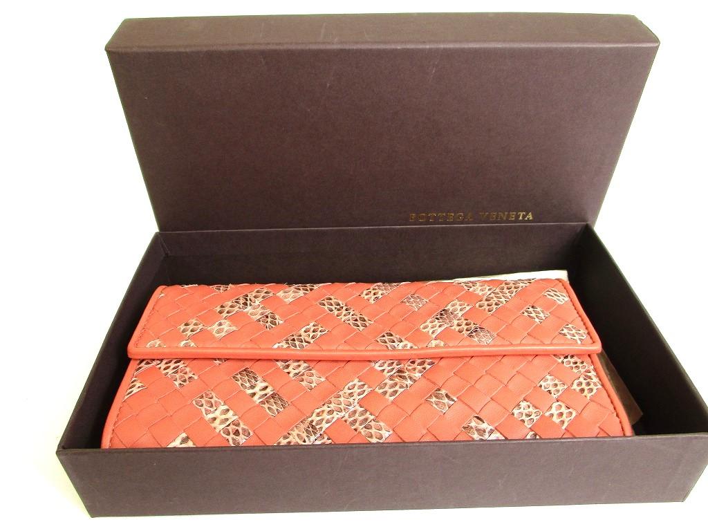 Autentisk BOTTEGA VENETA Intrecciato Lakserosa Skinn Bifold Lang Klafflommebok #9621 Oppusset