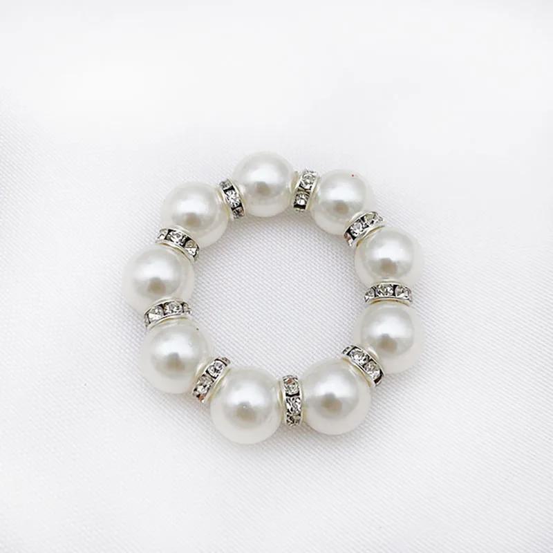 exquisite pearl inlaid diamond napkins ring Wedding Christmas Table Decor Stylish Dining Accessory for Holiday Party