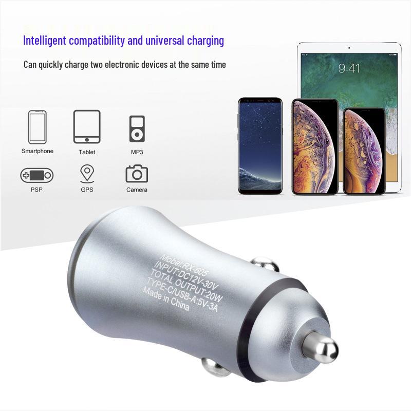 Dual USB Car Charger Adapter for Huawei & Apple Devices - Fast Charging, Cigarette Lighter Compatible