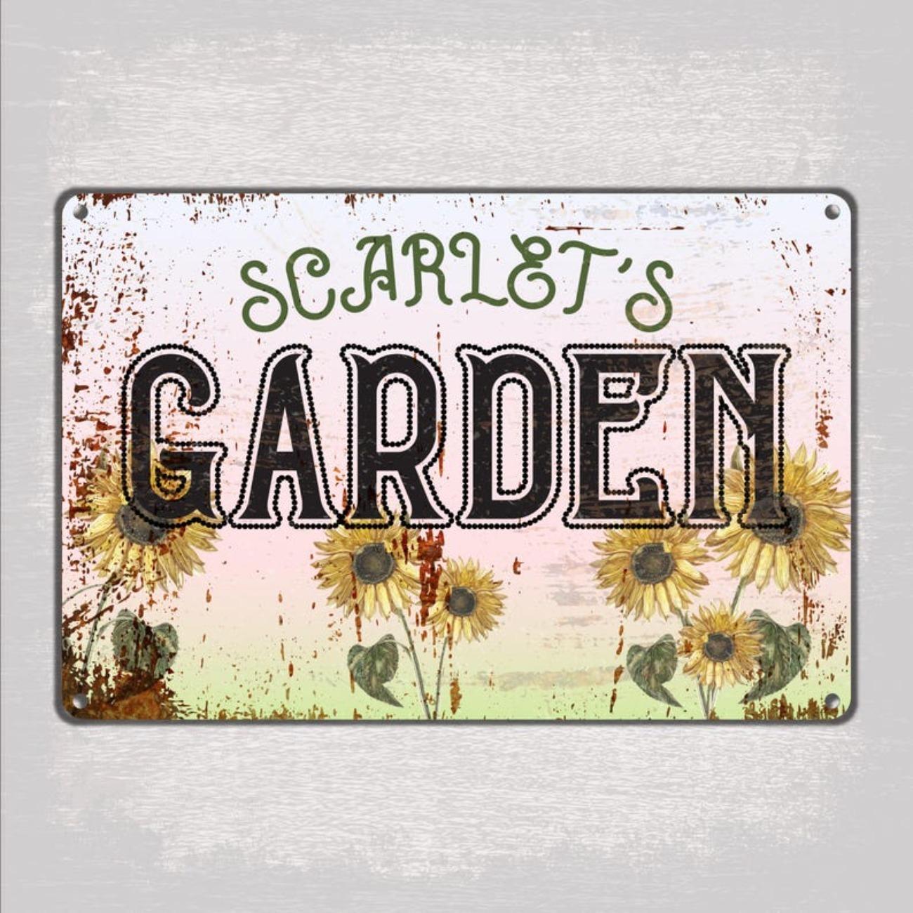 

Personalized Retro Sunflower Garden Sign Custom Metal Wall Plaque Outdoor Yard Decor
