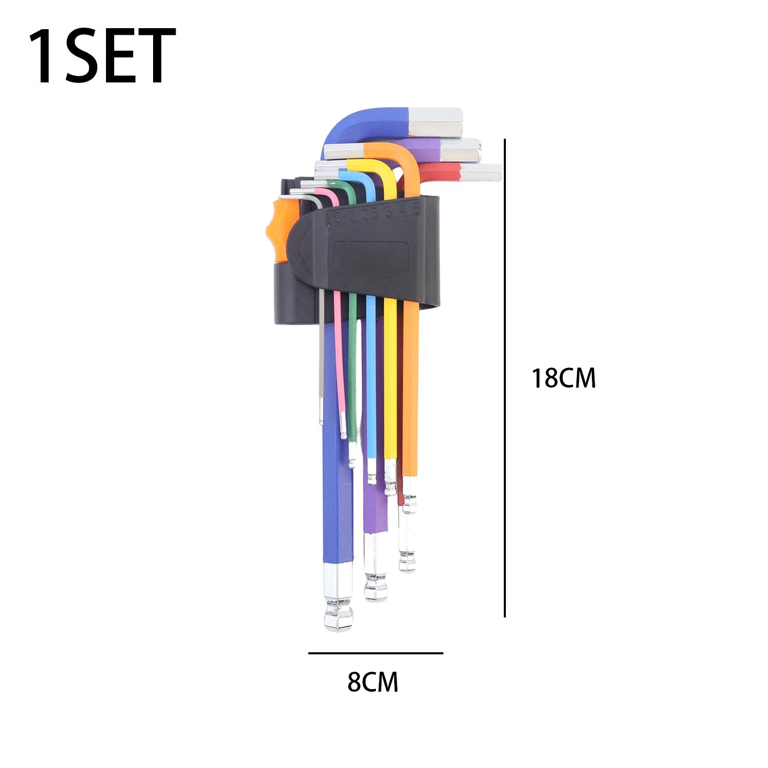 

9pcs Colorful Allen Key Set L Wrenches Bike Hex Repair Tool Kit Dismantling Machinery Vehicle Bicycle Opening Repairing Wrench