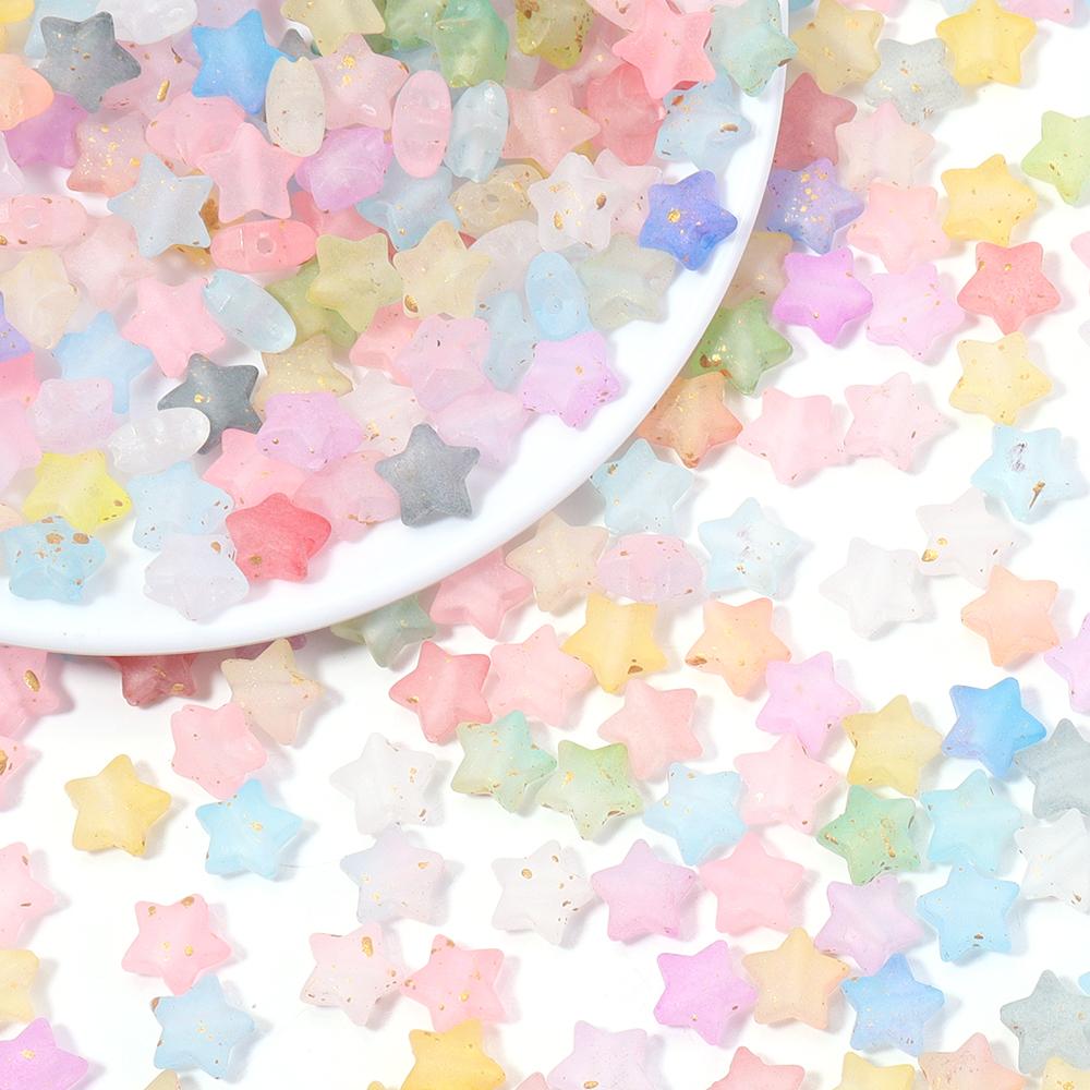 200 Stück 9x10mm Stern Acrylperlen Bunt Transparent Lose Abstandshalterperlen Für Schmuckherstellung DIY Armbänder Halsketten Zubehör