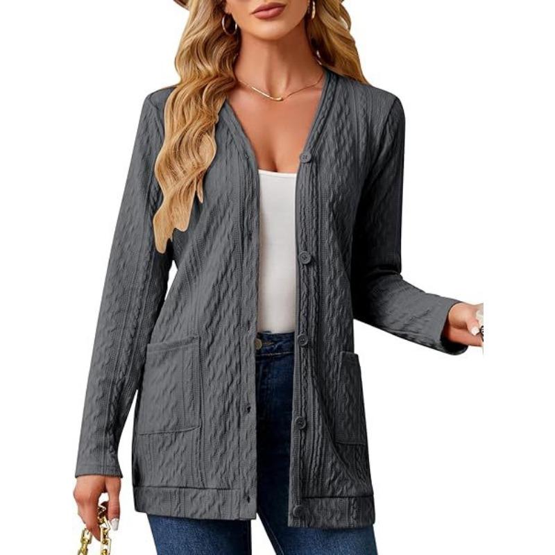 YYFS Women's Fashion Casual Fall Winter Solid Color Print Long Sleeve Sweaters