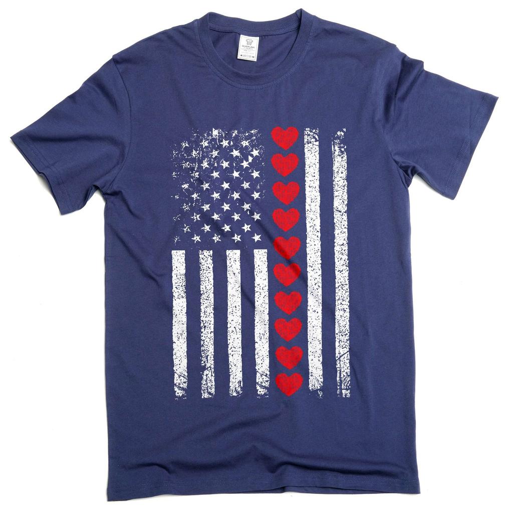 Mens USA patriotic flag love Tee 4th of July Independence day shirt unisex shirt