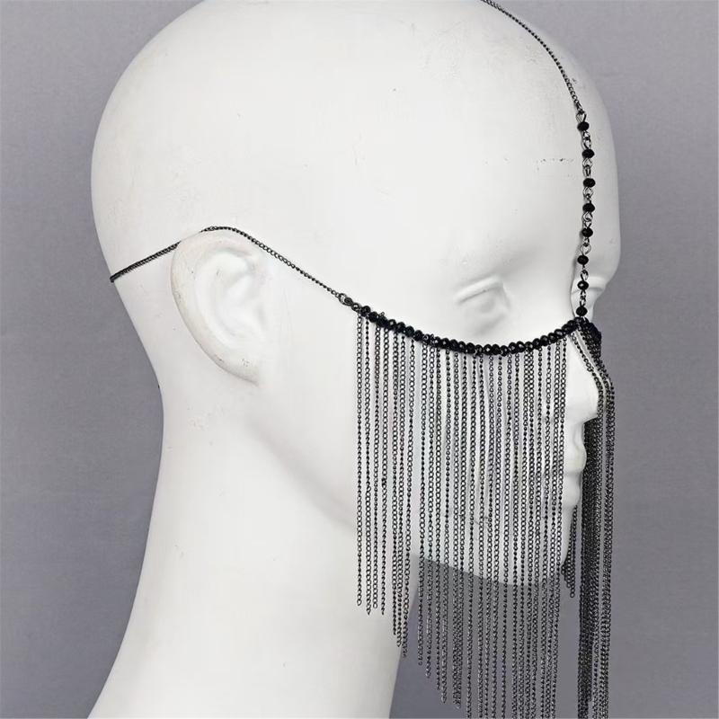 Elegant Crystal Bead Tassels Face Jewelry With Adjustable Metal Chain For Parties Weddings And Special Event