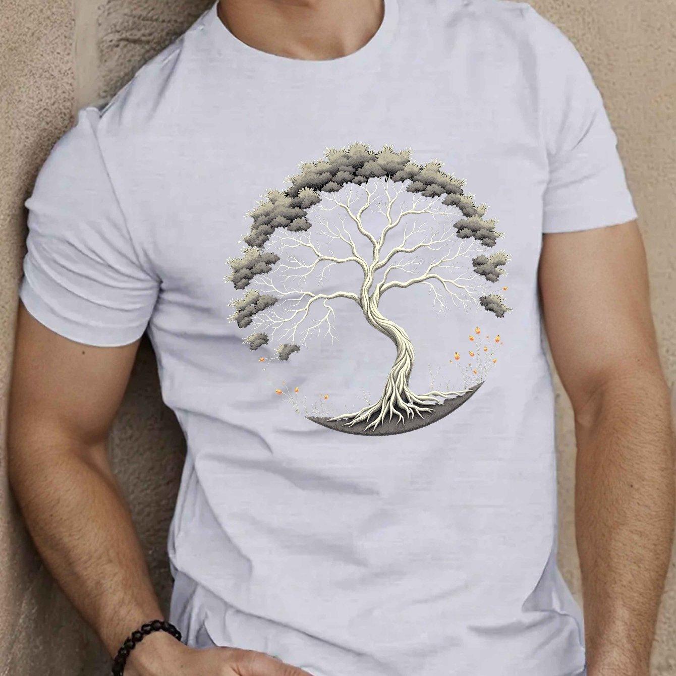 Tree of Life Graphic Tee Men Casual Breathable Cotton Short Sleeve TShirt Summer Comfort S