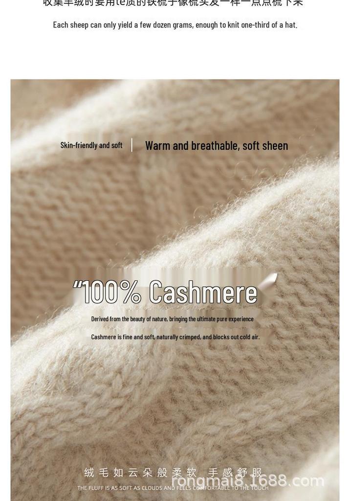 Unisex 100% Pure Cashmere Knit Hat, Korean Style, Warm, Cold-Proof, with Ear Protection for Autumn/Winter.