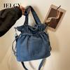 IELGY Korean Version of Fashionable Large-capacity Casual Denim Bucket Bag, Versatile Shoulder Underarm Bag
