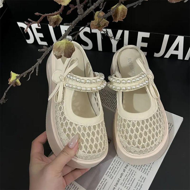 2025 Summer Wear Fashion Versatile Casual Thick-soled Bag Head Slippers New Internet Celebrity Velcro Mary Jane Shoes