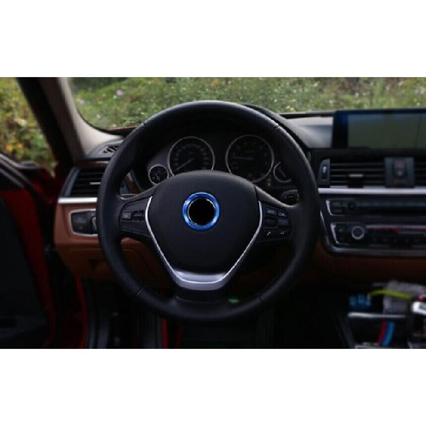 18- Blue Aluminum Panel Car Steering Wheel Horn Ring Cover For BMW 5 Series