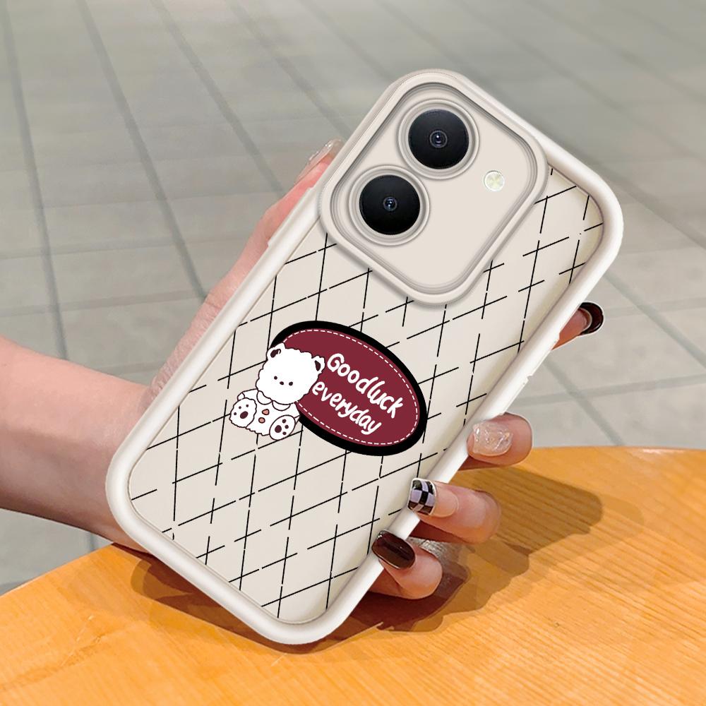 Soft Silicone Square Ladder Printing Pattern Phone Casing Full Cover Camera Shockproof Protection Rubber Case for Vivo