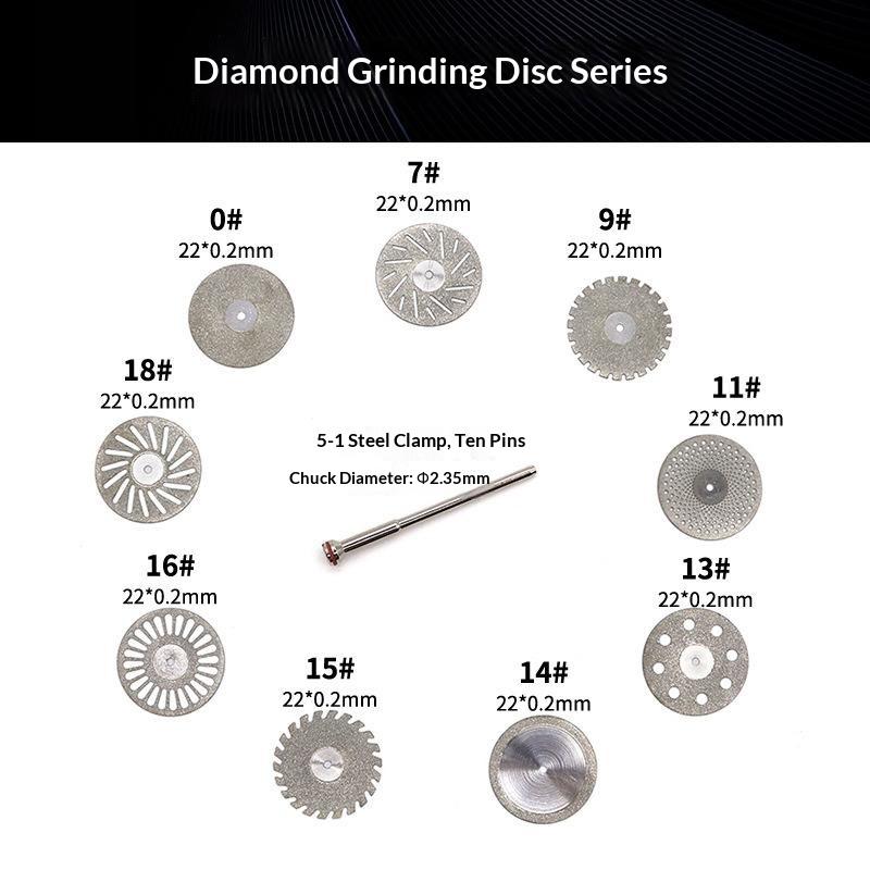 1Pc Laboratory Diamond Cutting Disc 22Mm X 0.2Mm 2.35Mm Shank Perforated Rotary Grinding Wheel For Precision Lab Use